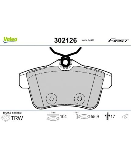 Valeo Колодки дисковые задние