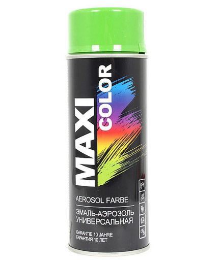MAXI COLOR Эмаль-аэрозоль универсальная RAL6018 желто-зеленая 400мл
