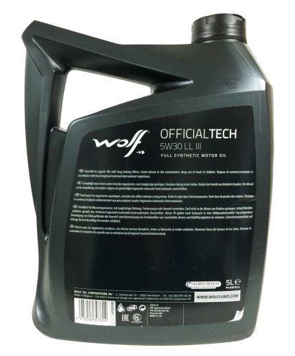 Моторное масло WOLF OfficialTech 5W-30 LL III 5л Фото 2