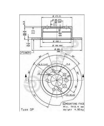 BREMBO Тормозной диск