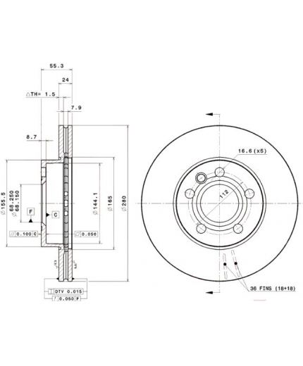 BREMBO Тормозной диск передний с покрытием Фото 2