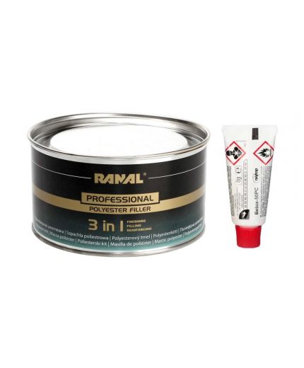RANAL Шпатлевка полиэфирная 1,9кг наполняющая 3 в 1 POLYESTER FILLER с отвердителем