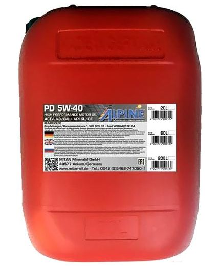 Моторное масло ALPINE PD Pumpe-Duse 5W-40 20л
