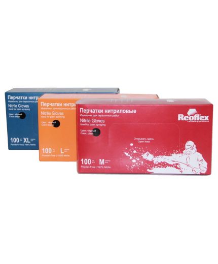 REOFLEX Перчатки нитриловые черные размер XL