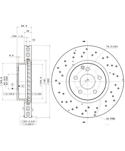 BREMBO Тормозной диск передний