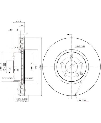 BREMBO Тормозной диск передний