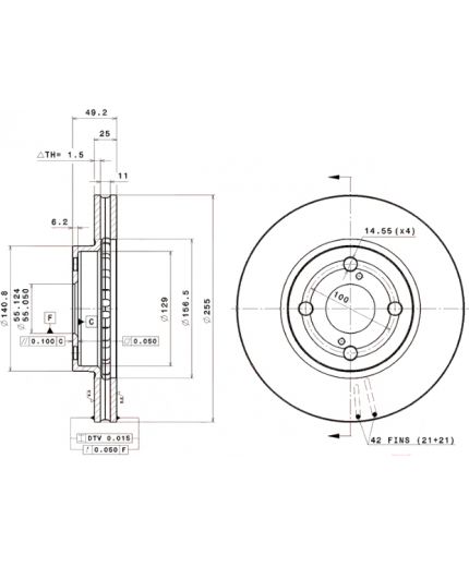BREMBO Тормозной диск передний Фото 3