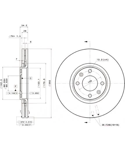 BREMBO Тормозной диск передний Фото 4