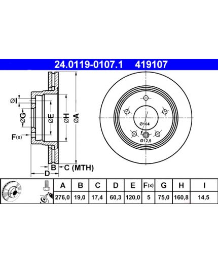 ATE Тормозной диск задний Фото 3