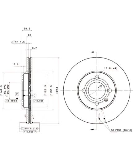BREMBO Тормозной диск передний Фото 3
