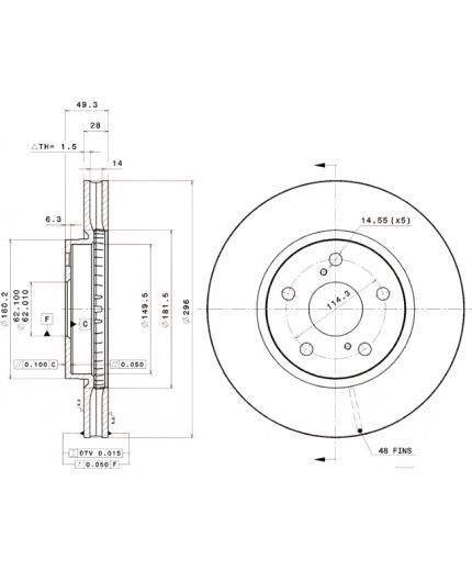 BREMBO Тормозной диск передний с покрытием Фото 3