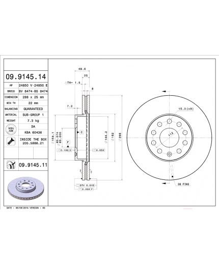 BREMBO Тормозной диск передний с покрытием Фото 4