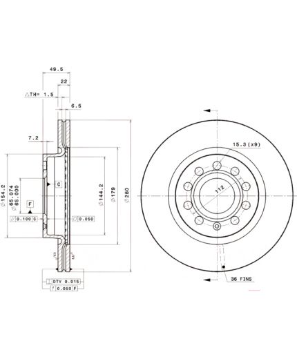 BREMBO Тормозной диск передний Фото 3