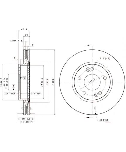 BREMBO Тормозной диск задний Фото 3