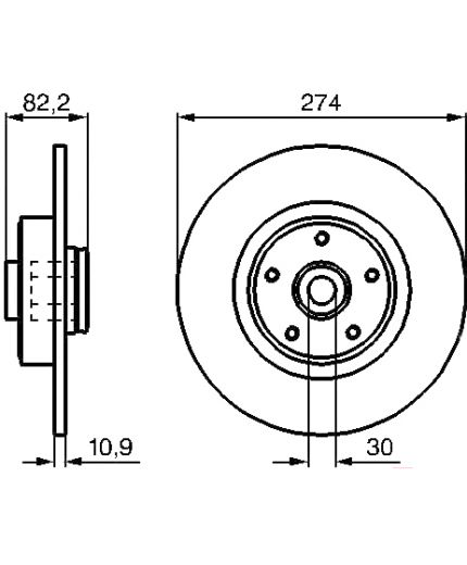BOSCH Тормозной диск задний с подшипником и кольцом