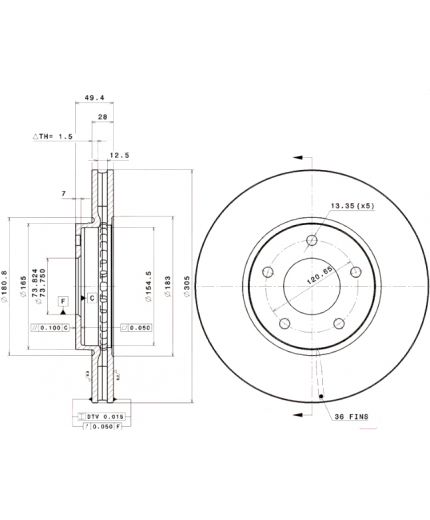 BREMBO Тормозной диск передний с покрытием Фото 2