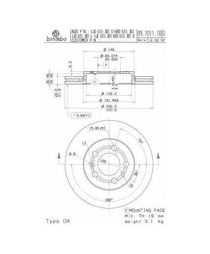 BREMBO Тормозной диск передний Фото 3