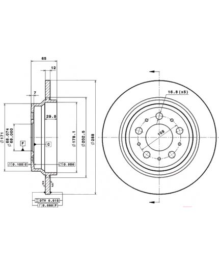 BREMBO Тормозной диск задний Фото 3