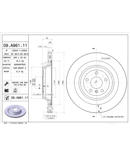 BREMBO Тормозной диск задний Фото 2