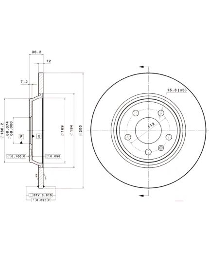 BREMBO Тормозной диск задний с покрытием Фото 3