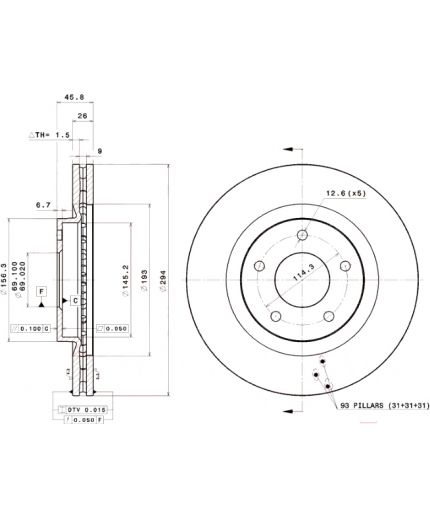 BREMBO Тормозной диск передний Фото 3