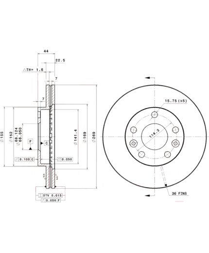 BREMBO Тормозной диск передний Фото 4