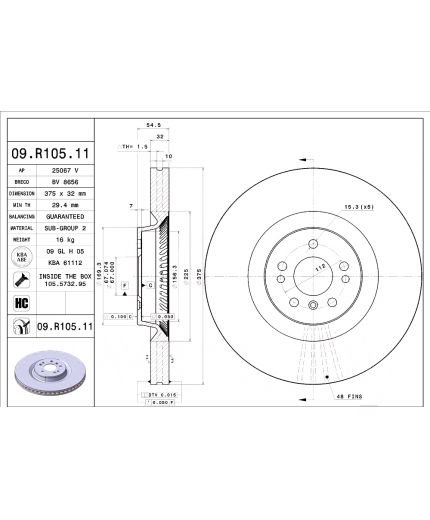 BREMBO Тормозной диск передний Фото 3