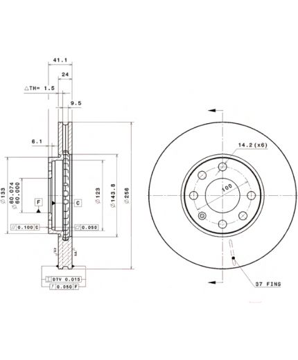 BREMBO Тормозной диск передний