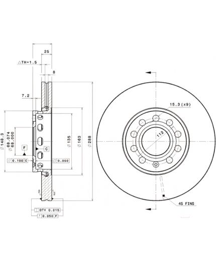 BREMBO Тормозной диск передний Фото 3