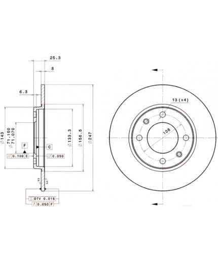 BREMBO Тормозной диск задний Фото 3