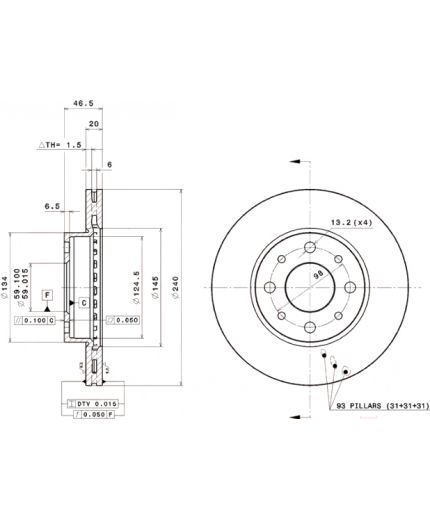 BREMBO Тормозной диск передний Фото 2