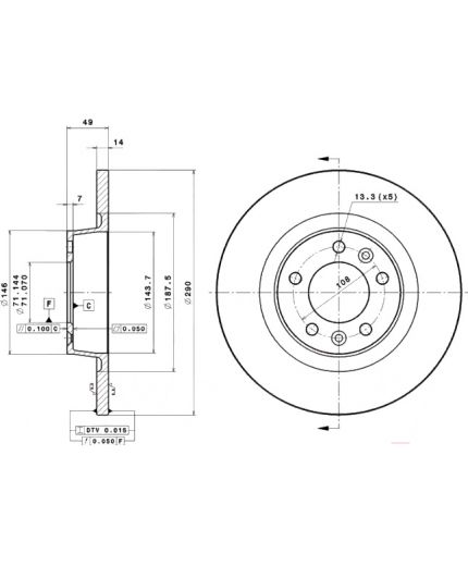BREMBO Тормозной диск задний Фото 3