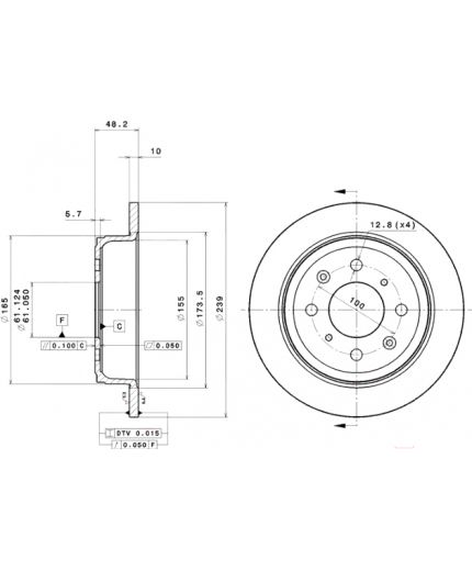 BREMBO Тормозной диск задний Фото 3