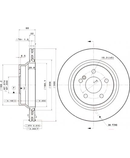 BREMBO Тормозной диск задний Фото 3