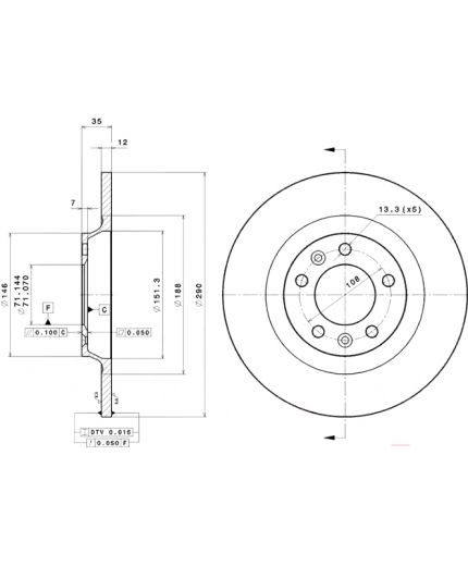 BREMBO Тормозной диск задний Фото 3