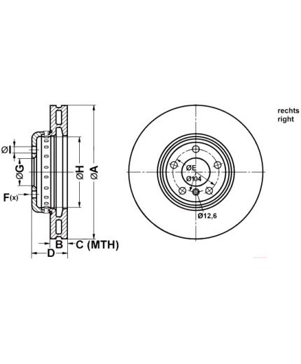 ATE Тормозной диск передний (правый, 2-секционнный) Фото 2