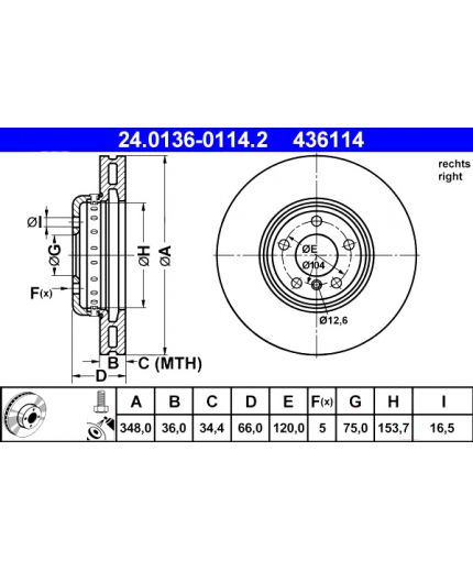 ATE Тормозной диск передний (правый, 2-секционнный) Фото 3