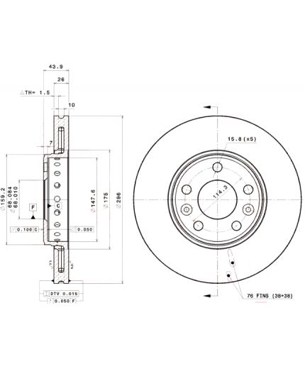 BREMBO Тормозной диск передний Фото 3