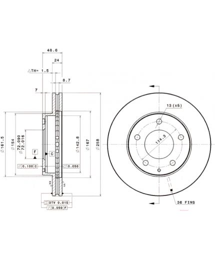BREMBO Тормозной диск передний Фото 3