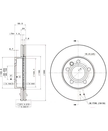 BREMBO Тормозной диск передний Фото 3