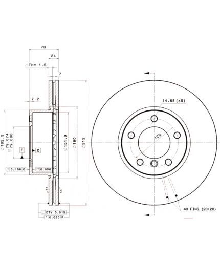 BREMBO Тормозной диск с покрытием Фото 3