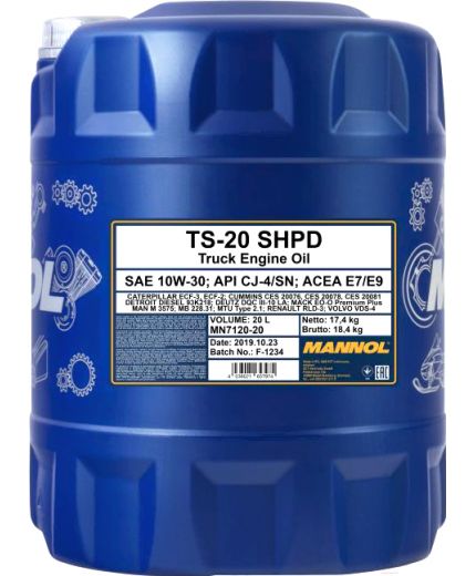 Моторное масло MANNOL TS-20 SHPD CJ-4/SN 10W-30 20л.