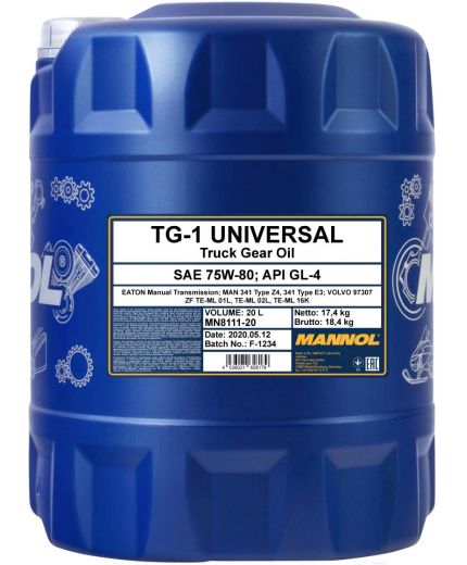 Трансмиссионное масло MANNOL 8111 TG-1 Universal GL-4 75W-80 20л
