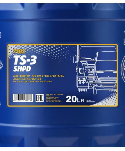 MANNOL Масла TS-3 Truck Special 10W-40 SHPD 20л. Фото 2
