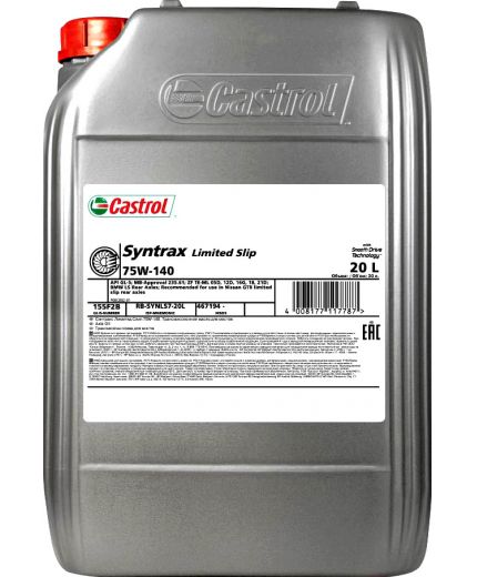 Трансмиссионное масло CASTROL Syntrax Limited Slip 75W-140 20л