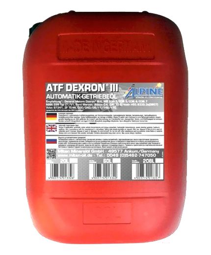 Трансмиссионное масло ALPINE ATF DEХRON III (rot) 20л
