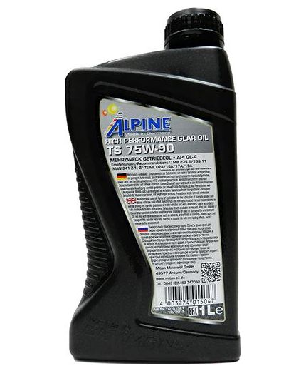Трансмиссионное масло ALPINE Gear Oil TS 75W-90 GL-4 1л