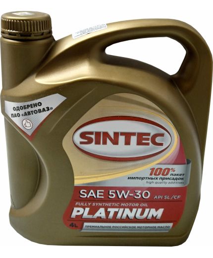 Моторное масло SINTEC PLATINUM SAE 5W-30, API SN/SF 4л Фото 2