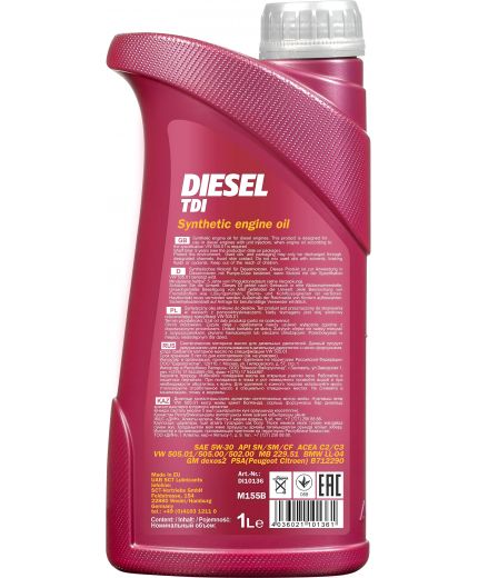 Моторное масло MANNOL TDI Volkswagen SN/SM/CF 5W-30 1л Фото 3