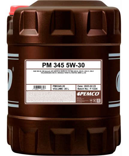 Моторное масло PEMCO iDRIVE 345 SN/CF 5W-30 20л Фото 2